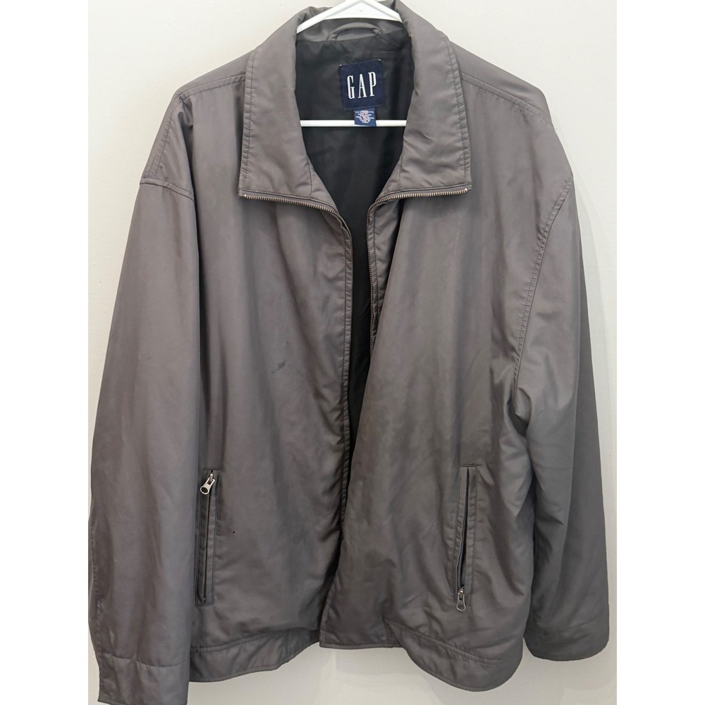 Vintage 90s Gap Full Zip Windbreaker Harrington Jacket Grey Mens XXL Polyester
